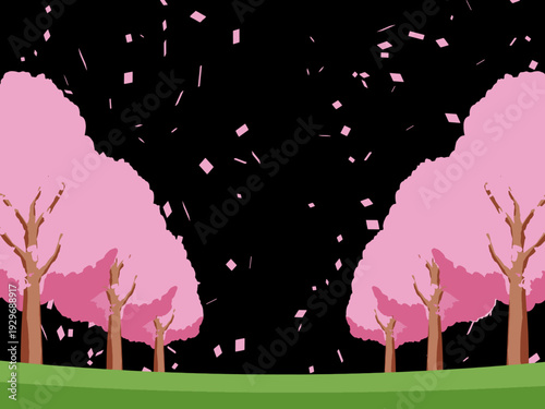 背景, カラフル, 木, 桜, 植物, 自然, ベクター, とぶ, イラスト, ブランチ, 葉, 