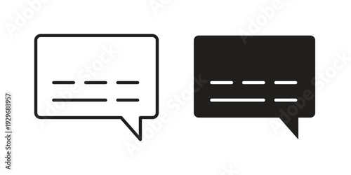 Subtitles icons vector glyph and thin line. Black icons