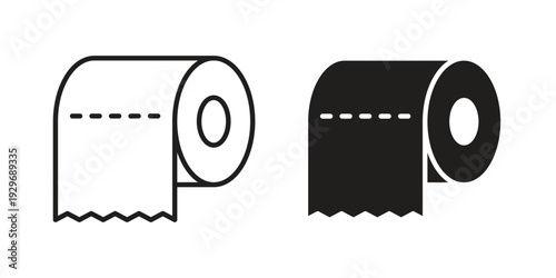 Toilet Paper icons vector glyph and thin line. Black icons