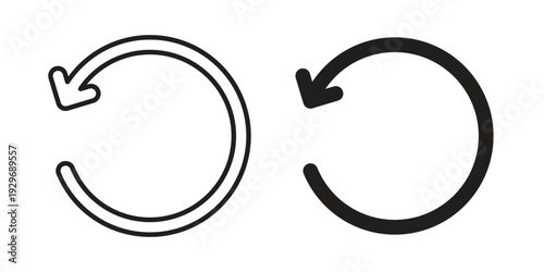 Undo icons vector glyph and thin line. Black icons