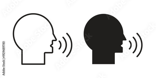 Voice icons vector glyph and thin line. Black icons