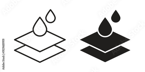 Waterproof icons vector glyph and thin line. Black icons