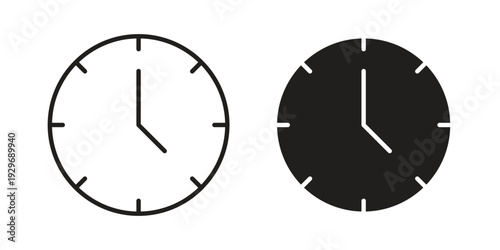 Watch icons vector glyph and thin line. Black icons