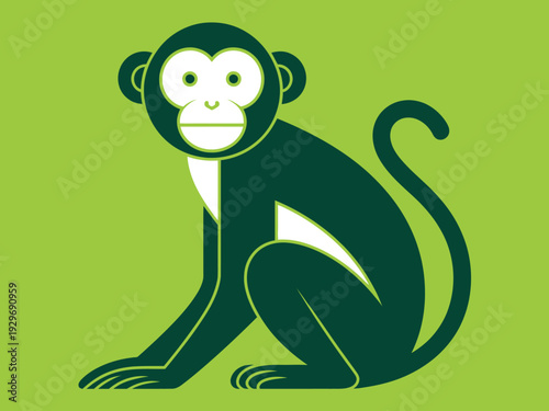 Green monkey illustration sitting pose