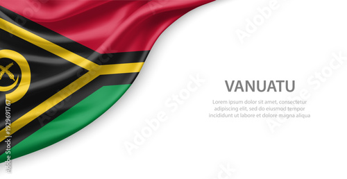 Vanuatu Waving National Flag Template Background With Copy Space