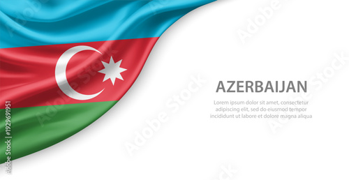 Azerbaijan Waving National Flag Template Background With Copy Space