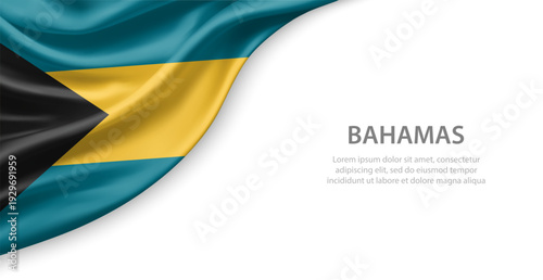 Bahamas Waving National Flag Template Background With Copy Space