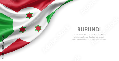 Burundi Waving National Flag Template Background With Copy Space
