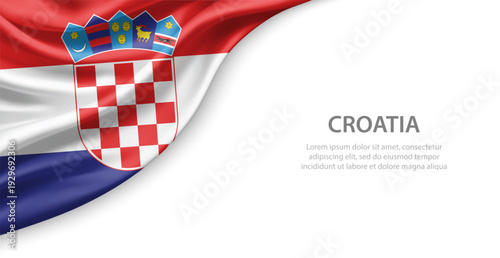Croatia Waving National Flag Template Background With Copy Space