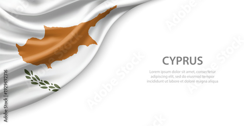 Cyprus Waving National Flag Template Background With Copy Space