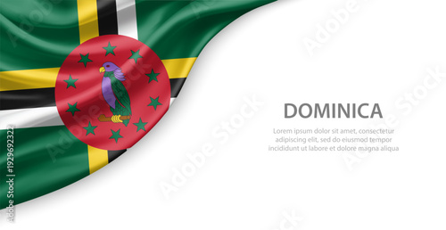 Dominica Waving National Flag Template Background With Copy Space