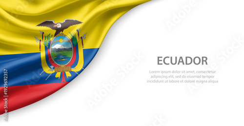 Ecuador Waving National Flag Template Background With Copy Space