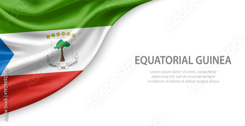 Equatorial Guinea Waving National Flag Template Background With Copy Space