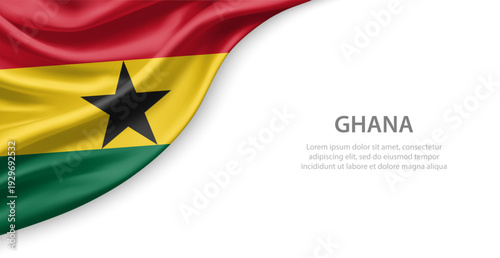 Ghana Waving National Flag Template Background With Copy Space