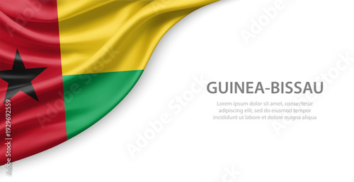 Guinea-Bissau Waving National Flag Template Background With Copy Space