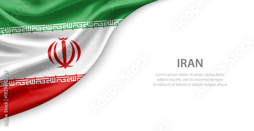 Iran Waving National Flag Template Background With Copy Space