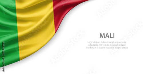 Mali Waving National Flag Template Background With Copy Space