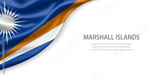 Marshall Islands Waving National Flag Template Background With Copy Space