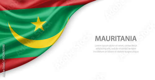 Mauritania Waving National Flag Template Background With Copy Space
