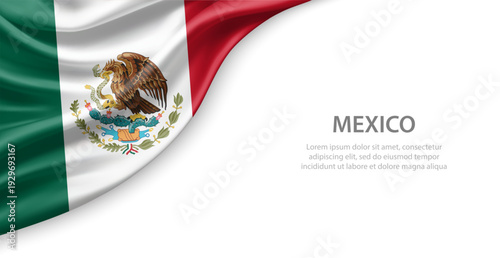 Mexico Waving National Flag Template Background With Copy Space