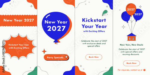 New Year 2027 Promo Banners – Festive Offer Designs, Party Specials, Exclusive Deals & Colorful Marketing Templates for Holiday Promotions and Event Campaigns