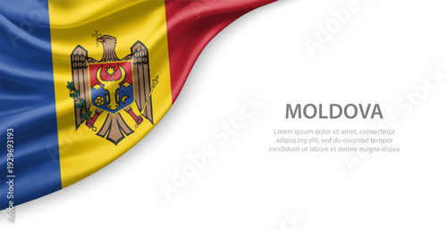 Moldova Waving National Flag Template Background With Copy Space