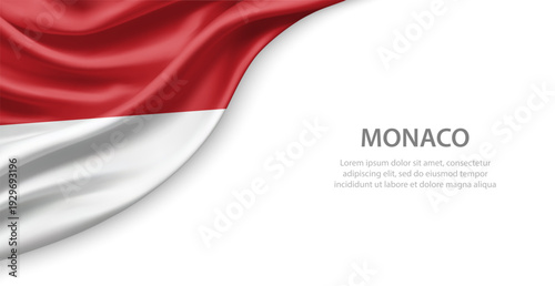 Monaco Waving National Flag Template Background With Copy Space