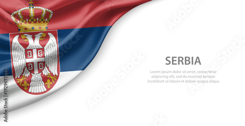Serbia Waving National Flag Template Background With Copy Space