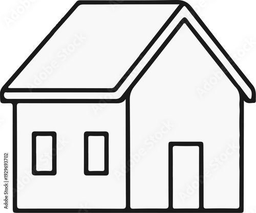 A simple, hand-drawn black and white outline of a detached house with a peaked roof