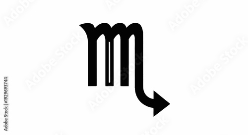 Stylized scorpion symbol with a downward-curving arrow tail