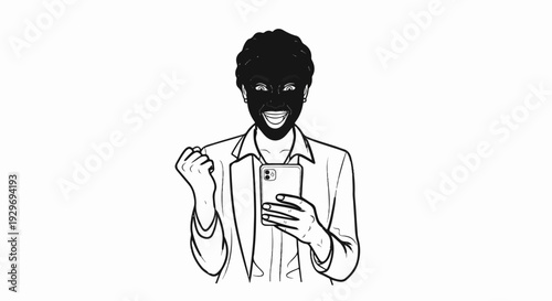 Excited person celebrates success while holding a phone