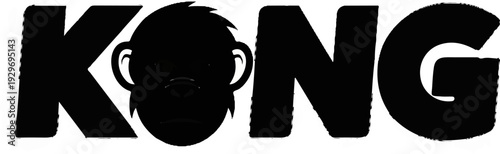 Bold black lettering forming the word KONG with a stylized ape face in place of the letter O