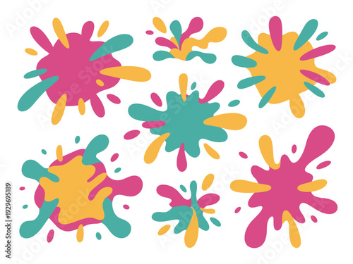 Colorful Paint Splatters on White