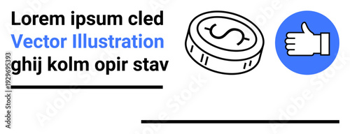 Business decision-making, financial transactions, economic support, online shopping, customer satisfaction, approval benefits. A dollar coin with a thumbs-up icon. Financial transactions and economic