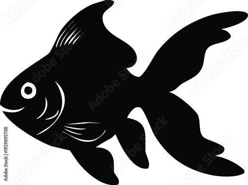 A striking black silhouette of a fish swimming gracefully exhibiting distinct aquatic features silhouette high quality professional detailed modern elegant stylish
