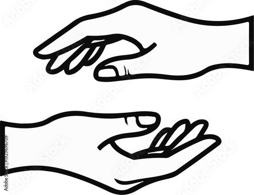 Two open hands, one above the other, in a receiving gesture