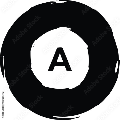 A simple black circle with the letter a on a white background is displayed.
