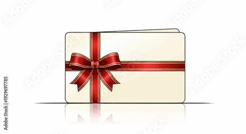 A festive red bow adorns a blank certificate or gift card