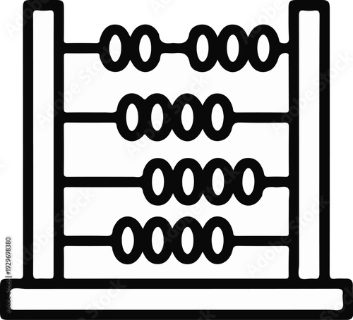 Simple line illustration of an abacus with four rows of beads on rods