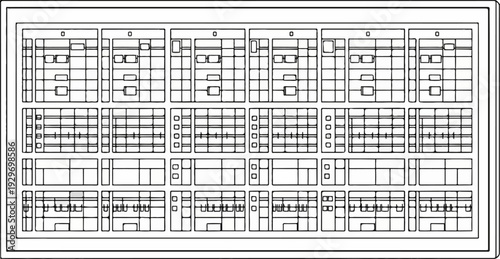 A schematic diagram shows a grid of interconnected cells, forming a complex organizational structure