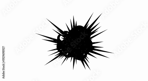 Abstract black spiky starburst explosion on a white background