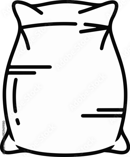 A simple line drawing of a soft, plump sack with a knotted top and rounded base