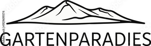 A mountain range logo above bold text