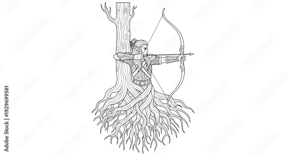 Obraz premium Intricate Intertwined Tree Roots Pattern Coloring Page for Nature Lore. transparent