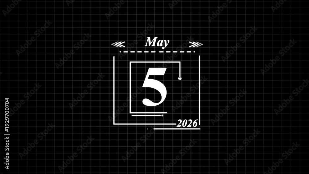 May 5th 2026 Digital Calendar Display date. Highlighting date Very ...