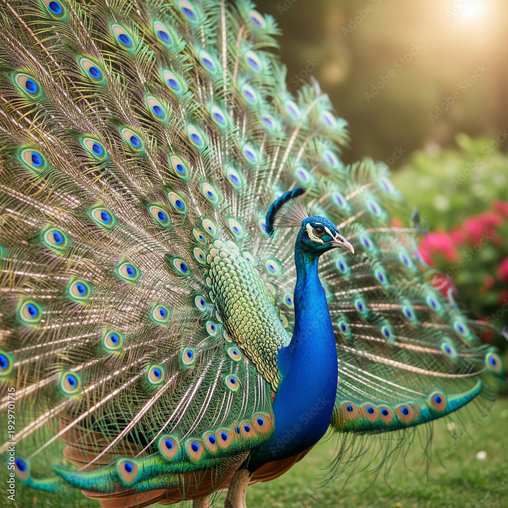 Obraz premium peacock with feathers out