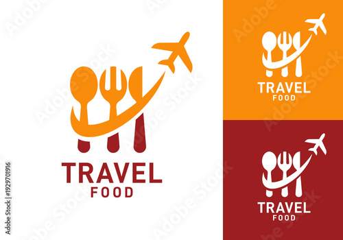 plane travel food logo design concept