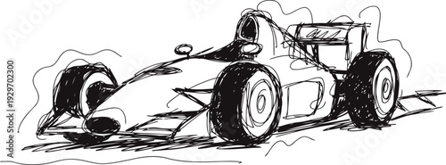 hand drawn vintage racing car sketch classic formula one vehicle drawing in dynamic motion