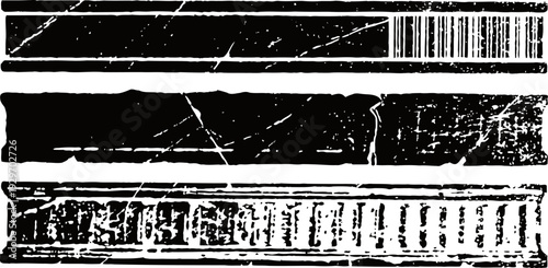 Set of four vintage horizontal grunge textures with scratches, noise, and distressed effects