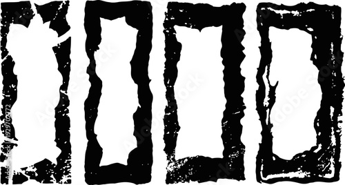 grunge rectangular frames set rough black distressed border design abstract vintage textured frames collection